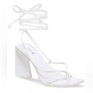 Bar III White Lace Up Heels